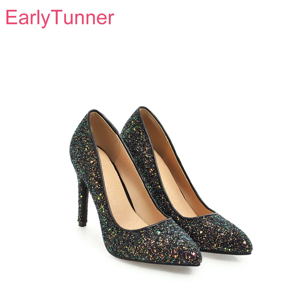 Женские свадебные туфли лодочки черные или розовые на очень высоком блестящем