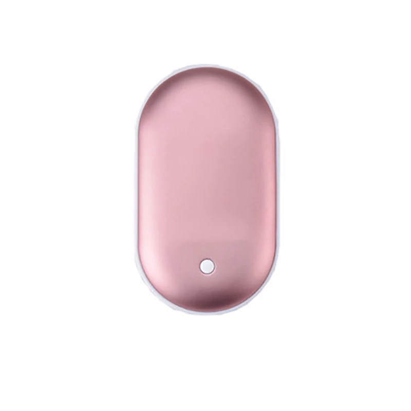 Pink 5000 мАч USB перезаряжаемая электрическая грелка для рук зимняя галька двустороннее Отопление мини 5 в долгий срок службы карманный внешний аккумулятор 2 в 1 - Цвет: Pink