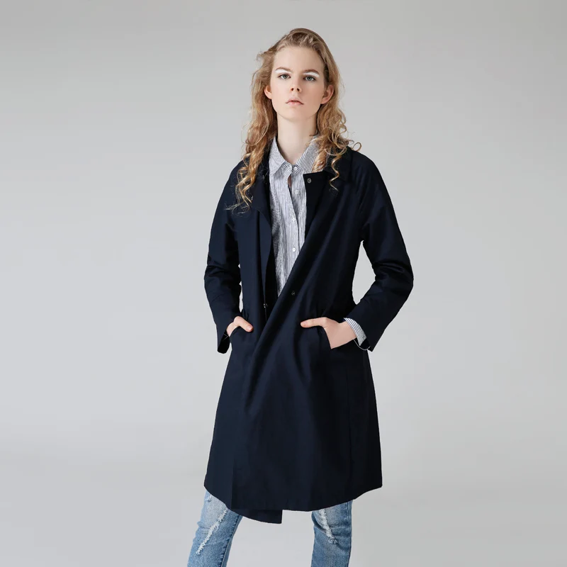 Toyouth 2019 Women Casual Button British Style Winter Long Outwear Navy Pocket Windbreaker Trench Coat With Waist Belt | Женская одежда