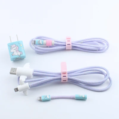 style 15 Мороженое милый мультфильм USB кабель наушники протектор набор с кабелем Стикеры для намотки Спиральный шнур протектор для iphone - Цвет: style 15