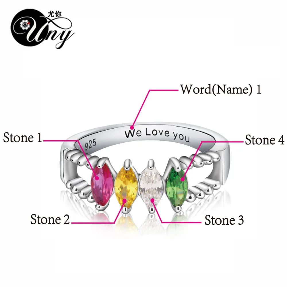 Скидка UNY Rings 925 Sterling Silver Customized Engrave Ring Anniversary Promise Valentine Gift Rings Personalized Family Heirloom Ring