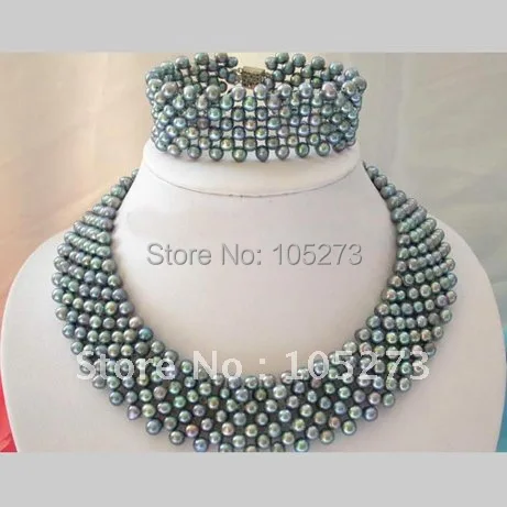 Ожерелье и браслет из пресноводного жемчуга 3-5 мм | Украшения аксессуары