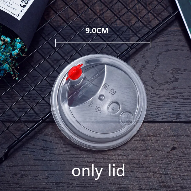 only lid 50 шт 90 Калибр утолщение матовая пластиковая прозрачная чашка 500 мл одноразовые, для молока Чай холодный напиток сок упаковка чашка с крышкой - Цвет: only lid
