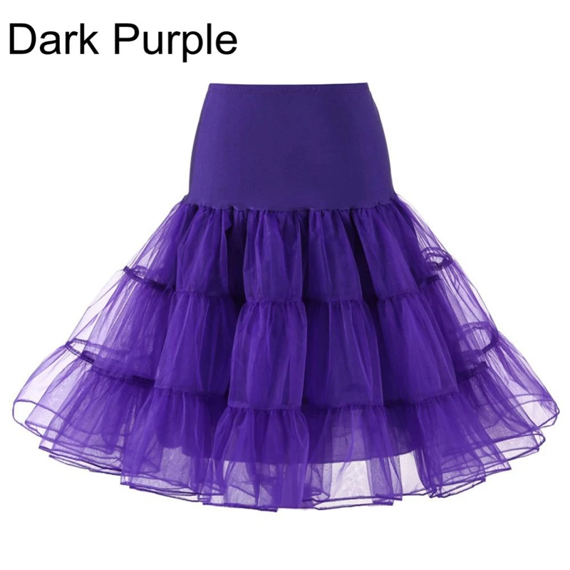 purple LAMYA короткая винтажная Свадебная юбка для невесты подъюбник для свадебного платья рокабилли пачка органза Хэллоуин подъюбник кринолин - Цвет: purple