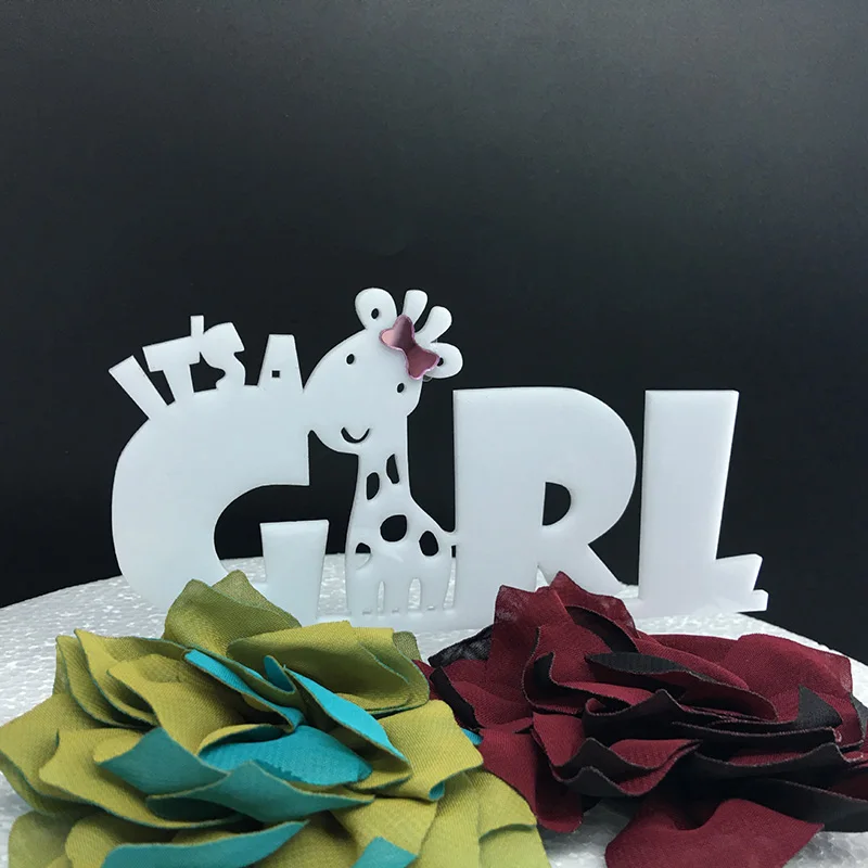 

It's A Girl Acrylic Cake Topper Cute Giraffe Cupcake Topper For Gender Reveal Baby Shower Girls Birthday Party Cake Decorations