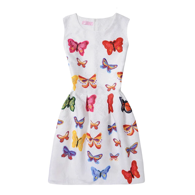 Girls Dresses Teenagers Sleeveless Dress Floral Print Butterfly Princess Party Casual Vestido Clothing | Детская одежда и обувь