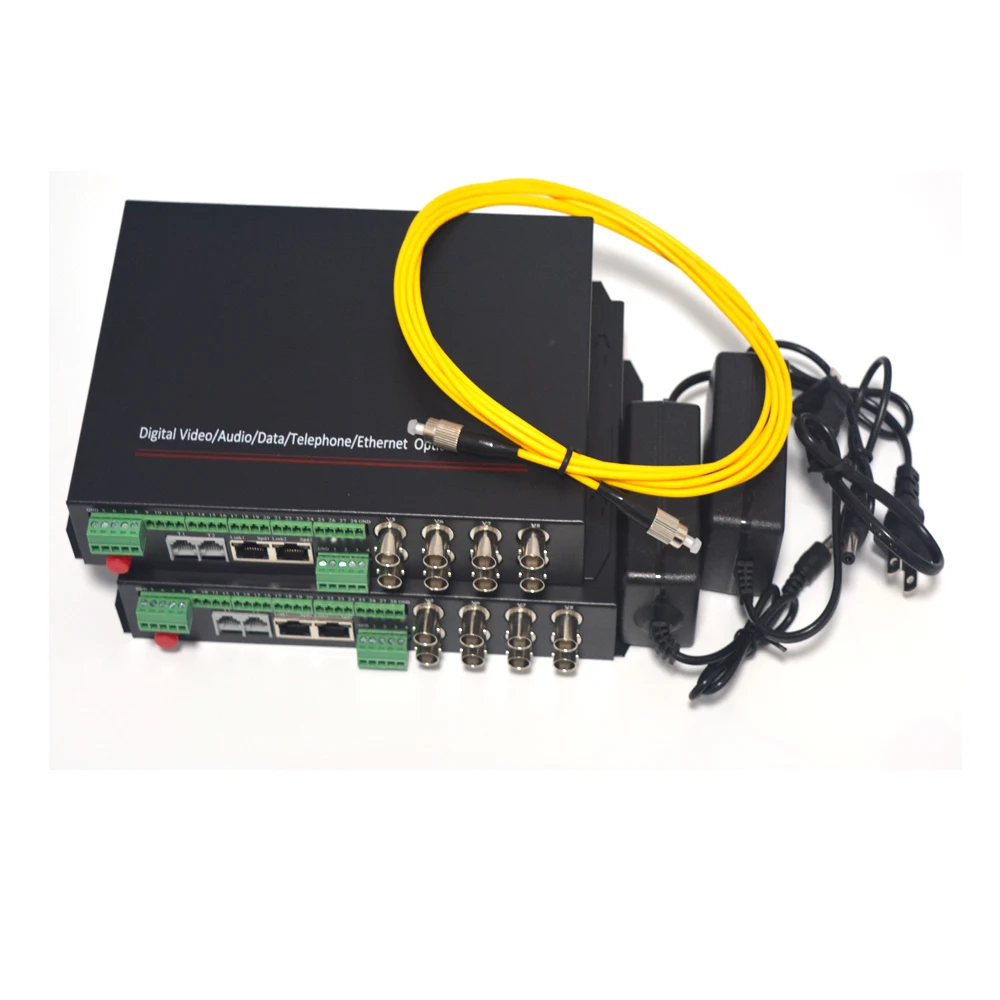 4 канала видео Ethernet RS485 422 передача данных через один волоконно-оптический
