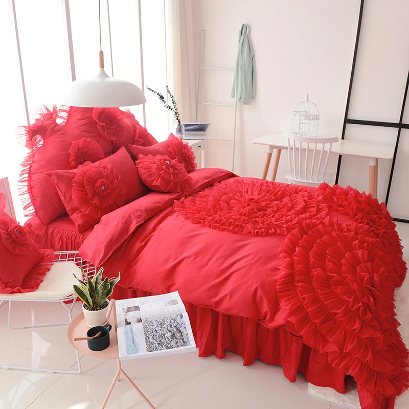 Роскошный свадебный комплект постельного белья из 100% хлопка ручного сложения