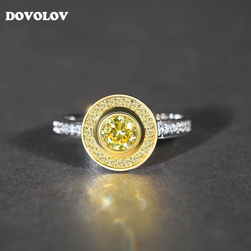 Dovolov роскошные шампанское ЧР кольца для Для женщин Круглый обручальные с камнями