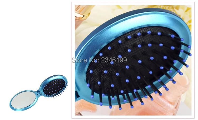 

Cute AirBag Comb Foldable Massage Travel Portable Oval Brush Hair Care Tool Mini Pocket Mirror Comb