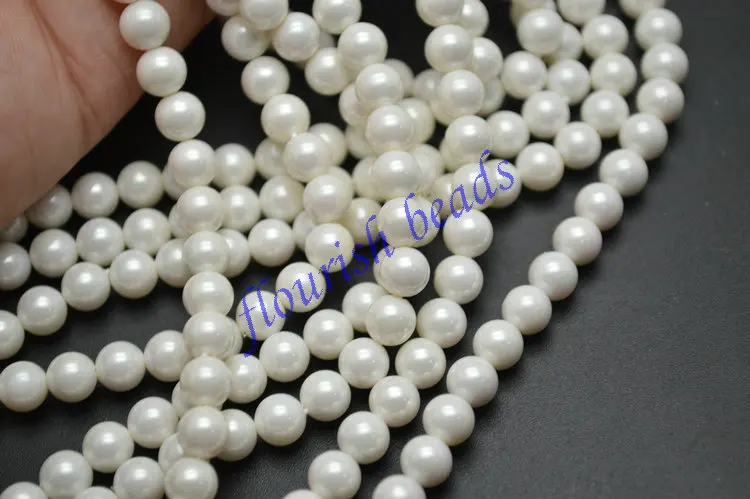 Круглые жемчужные бусины с белыми ракушками россыпью 6 мм 8 10 модные