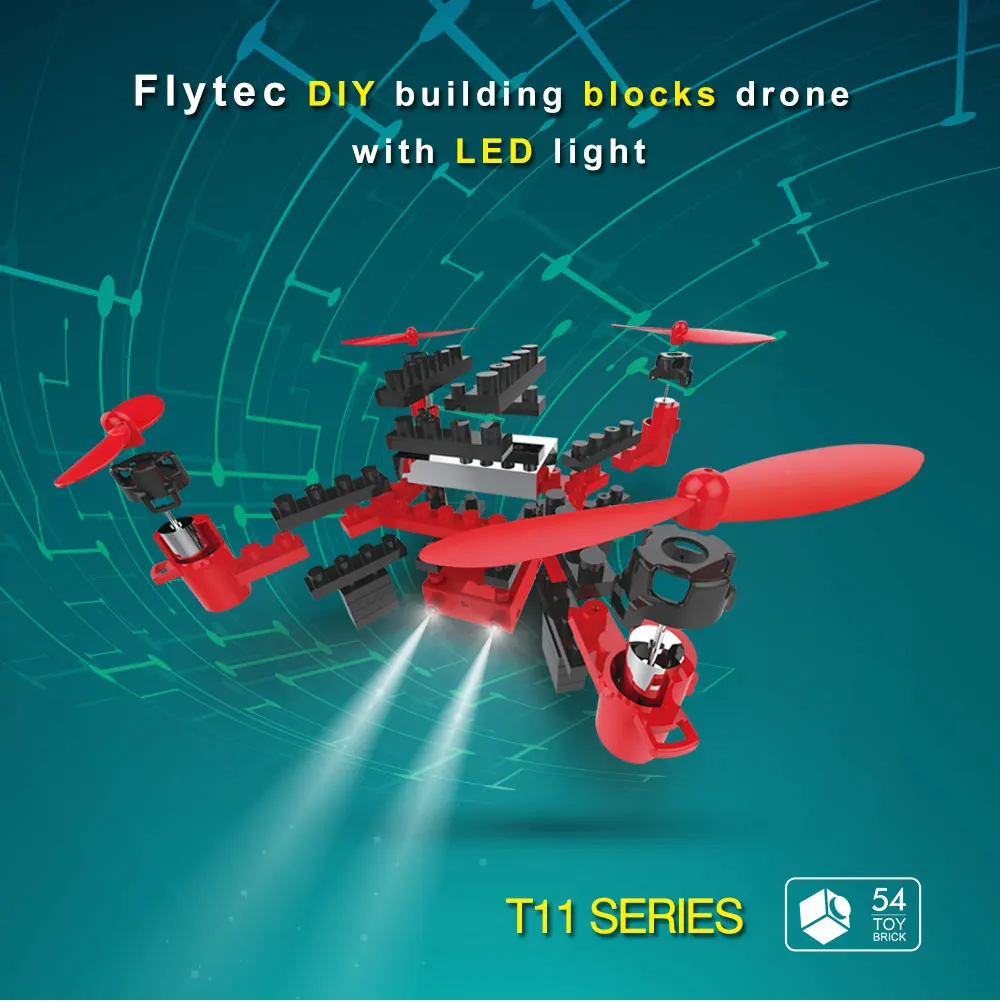 Flytec T11 DIY строительный блок Дрон вертолеты 2,4G 4CH мини дроны 3D DIY Кирпичи креативный Квадрокоптер DIY обучающая игрушка