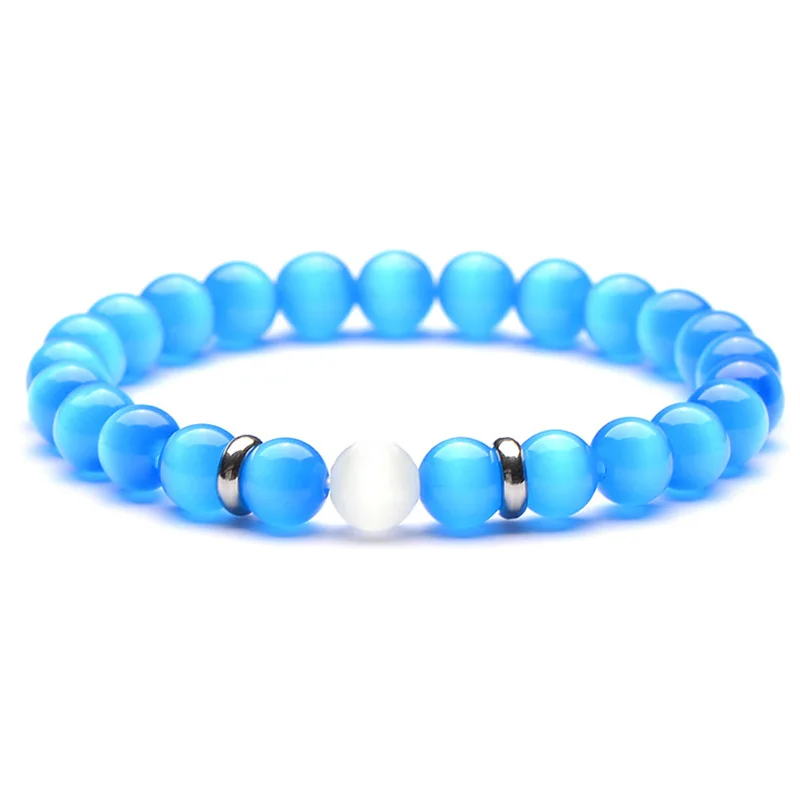 2 шт./компл. 8 мм натуральный камень опал Набор браслетов для женщин и мужчин