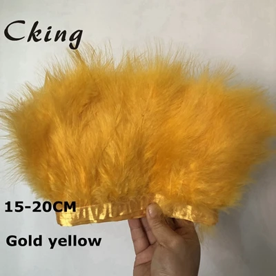 gold yellow 10 метров в длину 15-20 см индейка перья марабу отделка шитье цветные мухи завязывание перо для продажи ремесло украшения центральные украшения свадьбы - Цвет: gold yellow