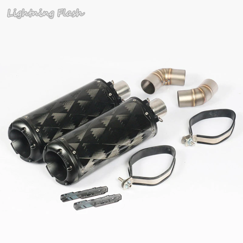 Для поездок на мотоцикле Ducati Monster 696 695 795 796 1100 Мотоцикл выхлопной левый и правый хвост выхлопной трубы+ 2x среднего звена трубы Moto побег модифицированный - Цвет: B