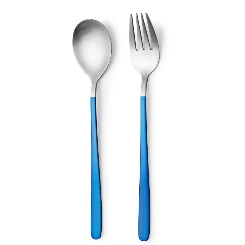 Spoon fork C JueQi набор посуды столовые приборы из нержавеющей стали 304 посуда кухонная посуда включает нож вилка чайные ложки 18/10 - Цвет: Spoon fork C