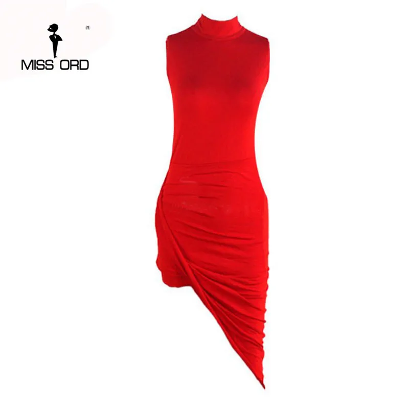 Бесплатная доставка. 2015 мода высокий воротник подол нерегулярные платье