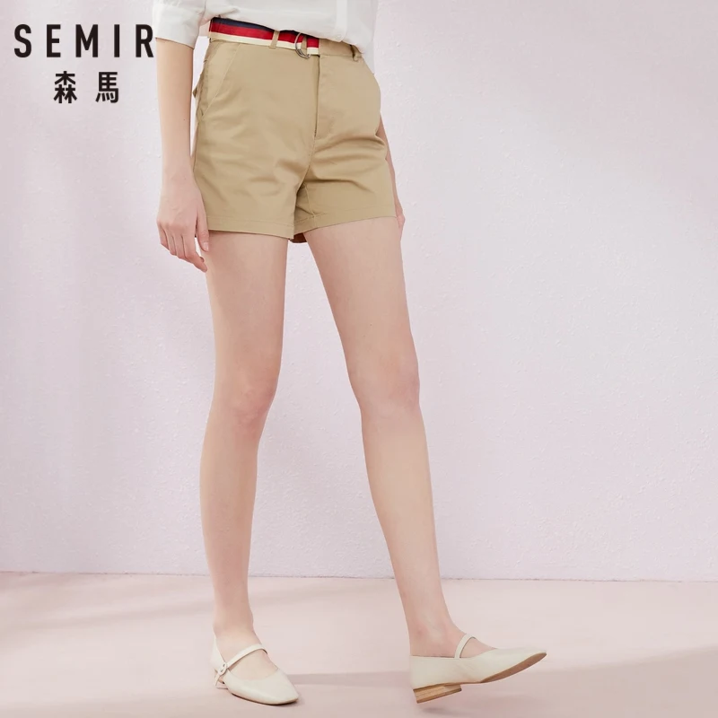 Женские повседневные шорты SEMIR свободные прямые в Корейском стиле ремень для