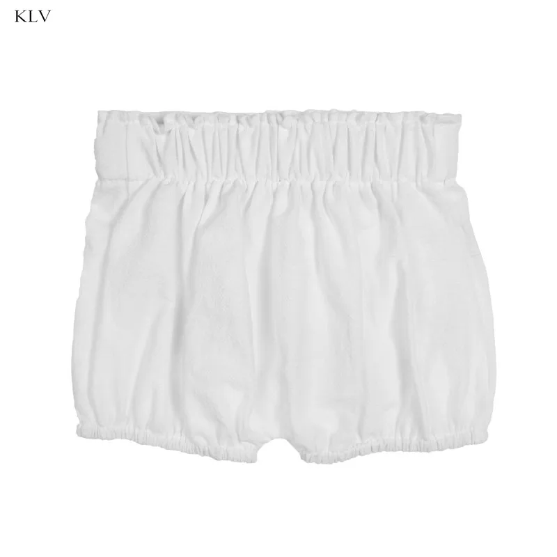 Белый KLV/ хлопковые шорты для маленьких мальчиков и девочек, штанишки для малышей с рюшами, летние трусики, летняя одежда для маленьких девочек - Цвет: Белый
