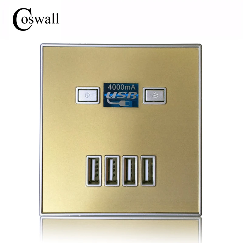 Coswall 2017 New Arrival High Quality 4-PORT quick charger home use wall socket Power Usb Electrical Outlet 86mm * 4000MA | Обустройство