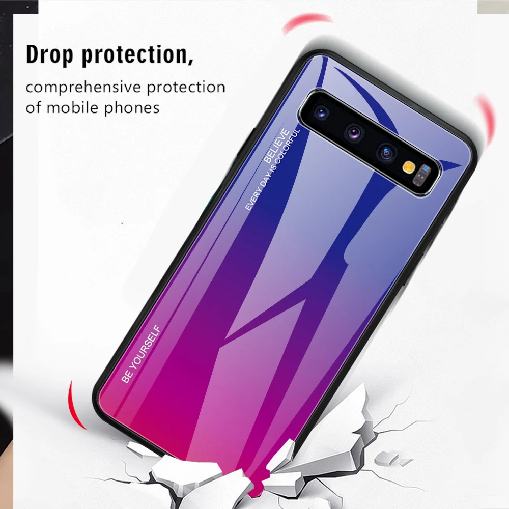 KEYSION Gradient Tempered Glass Case for Samsung Galaxy S10 5G Version Plus Protective Phone Back Cover S10e S10+ |