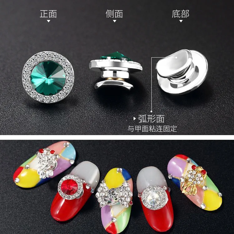 

50pcs 3D Round Nail Crystal Spinning Rotate 8 Design Spin Rhinestone Glitter Charm Nail DIY Deco/Spinning Rotating Jewelry ME1-8