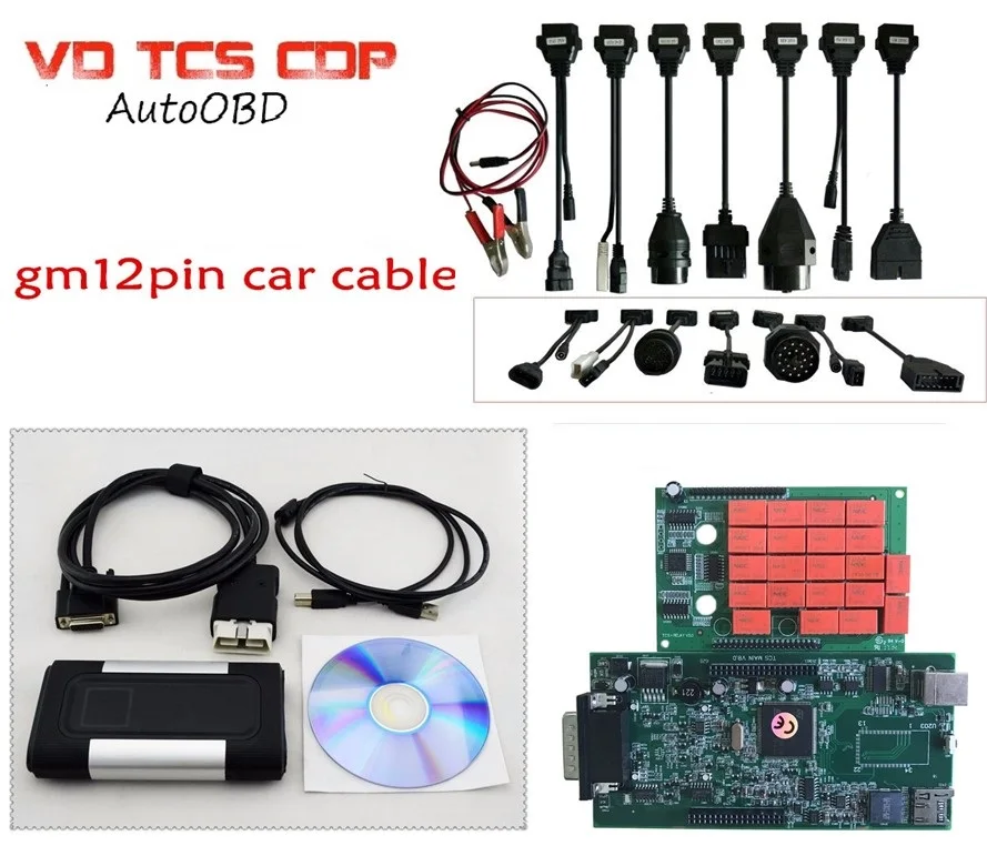 DHL качество + зеленая доска Лучшая цена VD TCS CDP для Autocoms плюс gm12pin автомобиля кабели