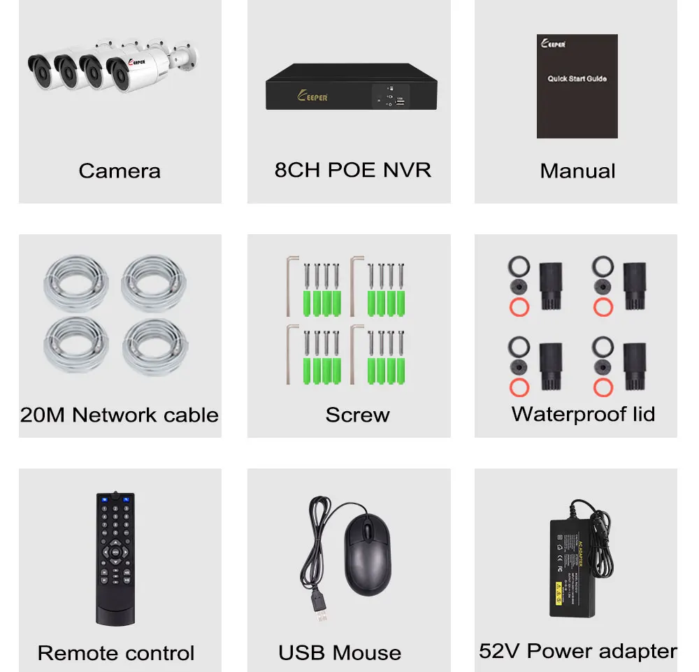 Фиолетовый Хранитель H.265 8CH POE NVR комплект 2MP 1080P камера безопасности Система видеонаблюдения уличная ip-камера IP66 Водонепроницаемая P2P Onvif комплект наблюдения - Цвет: Фиолетовый