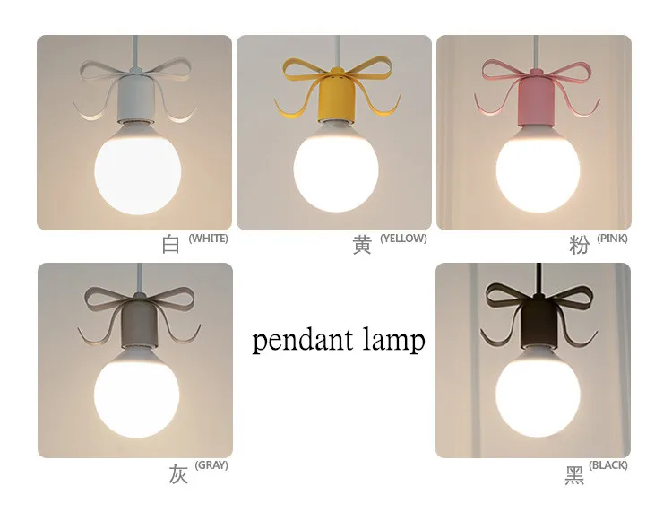 

Bowknot Design Pendant Light Colorful Lamp For Children Kid Room Study Lamp Bedroom E27 Metal Pendant Lamp