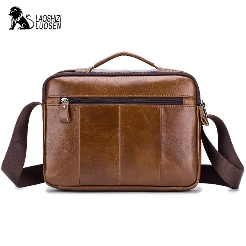 New Genuine Leather Men Bag Handbag Business Travel Casual Male Shoulder Bags Zipper Design Messenger Small Briefcase |