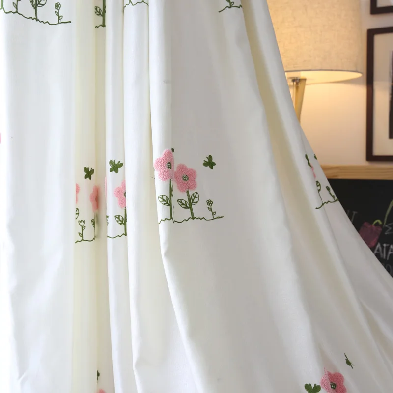 NAPEARL Вышитые розовые шторы для детской комнаты девочек спальни белая льняная