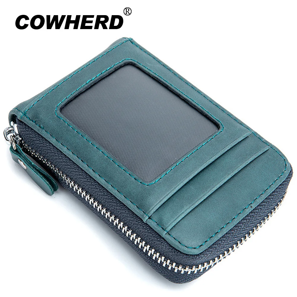 

Vintage Leather Unisex Card Holder Wallet Man Business Card Holders RFID Wallet High Quality Women Cards Bag