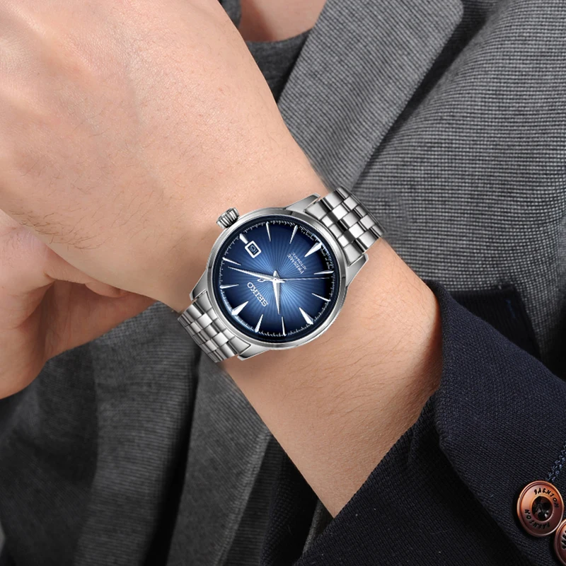 Мужские деловые часы Seiko 100% оригинальные Автоматические наручные нержавеющая