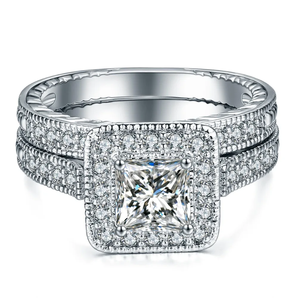 Роскошные ювелирные изделия высшего качества набор колец с 2 кругами прозрачные