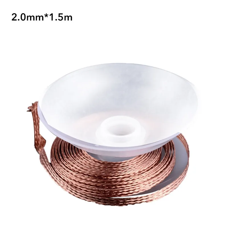 2.0mm x 1.5m 2,0 мм 2,5 мм 3,5 мм* 1,5 м Высокое Качество Всасывающий оловянный провод для удаления свинца флюс инструмент для ремонта распайки насосов - Цвет: 2.0mm x 1.5m
