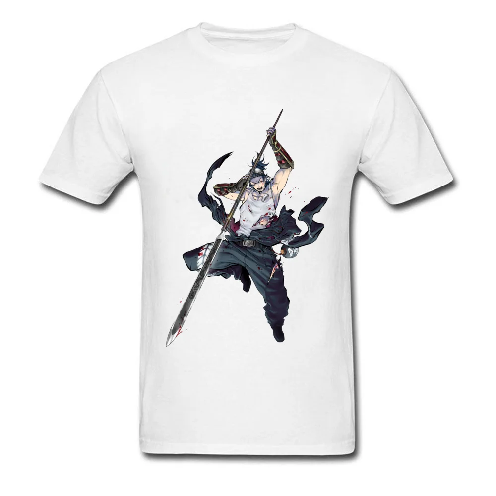 2018 Модная белая мужская футболка с длинным принтом из аниме Щука хлопковые