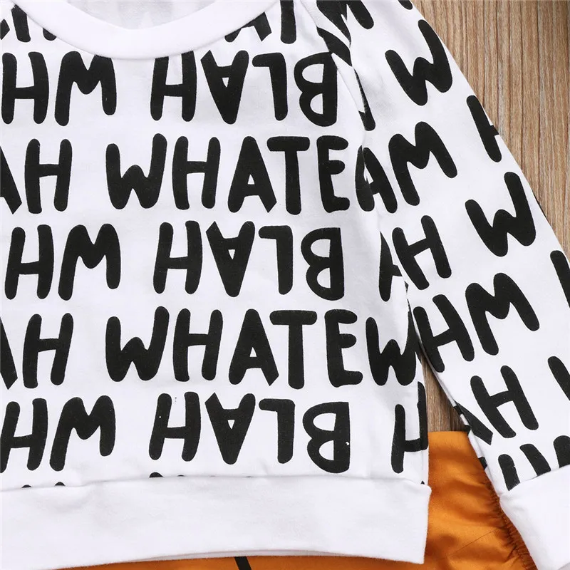 Newborn Infant Baby Boy Clothes 2Pcs Tracksuit Long Sleeve Letter T-shirt Tops Striped Yellow Pants Outfits Set Summer 1-6T | Детская