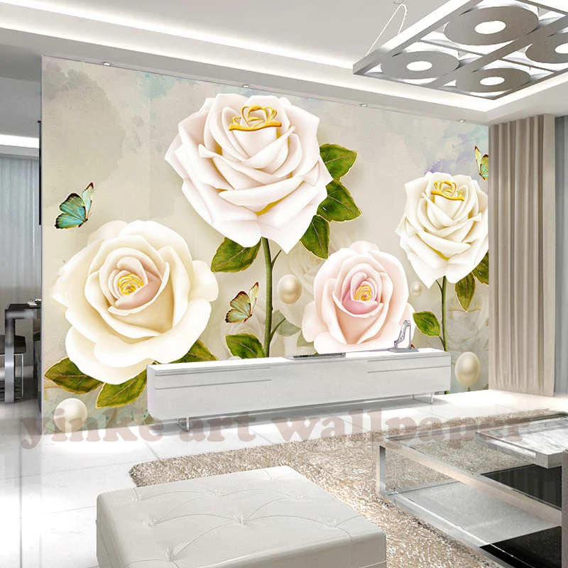 

3D стереоскопические европейские розы, Настенные обои для стен, 3 D, фоновые виниловые обои для гостиной, ТВ, бумажные настенные 3D обои