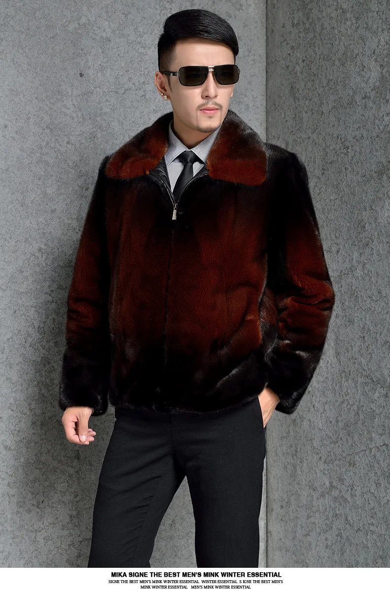 Winter Men Faux Mink Fur Hooded Artificial Fur Coats Male zipper Fur Outerwear Plus Size Fur Jacket HN217