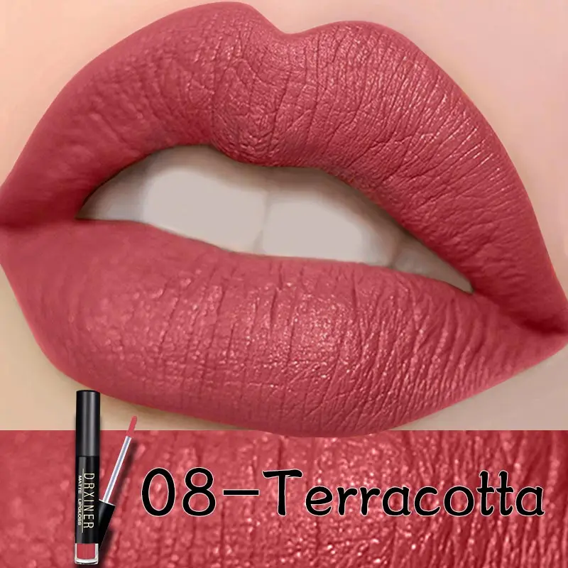Terracotta DRXINER матовый блеск для губ жидкая помада Губы Макияж Водонепроницаемый стойкий блеск для губ 12 цветов Горячая Распродажа - Цвет: Terracotta