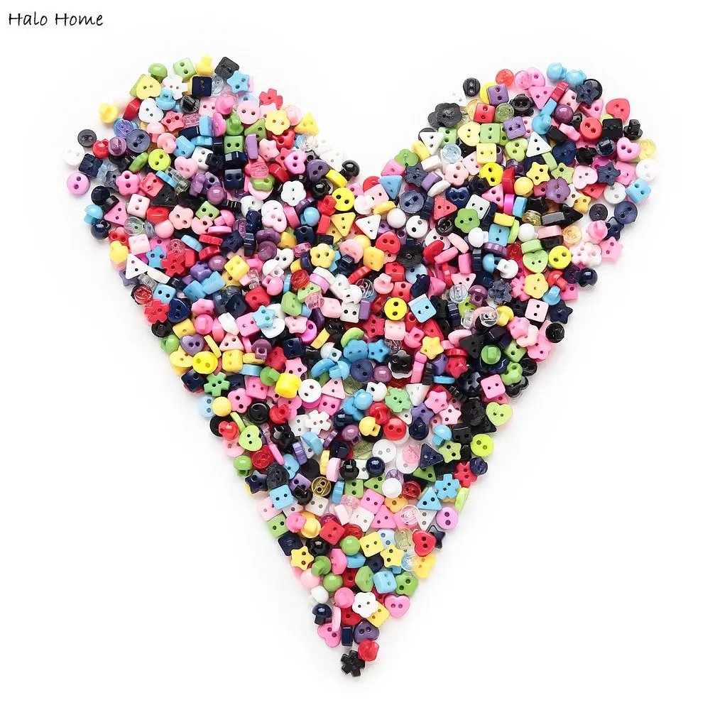 Симпатичные богато красочные полимерные пуговицы 100 шт. смешанные с 2 отверстиями