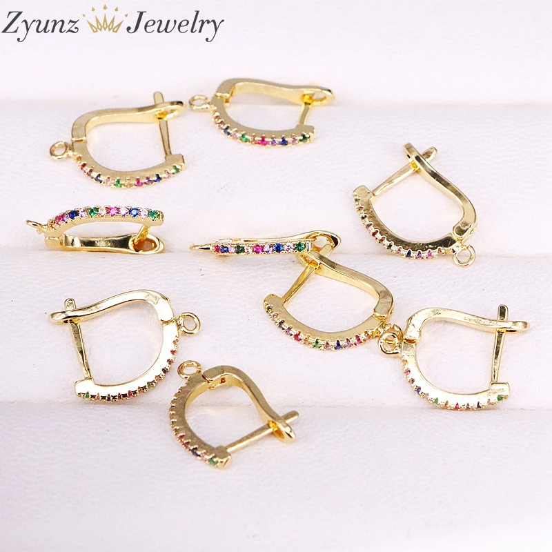 

10Pairs ZYZ338-9752 Making Earring Jewelry Accessory DIY Connector Earrings Findings Fashion Hoop with Micro Pave CZ