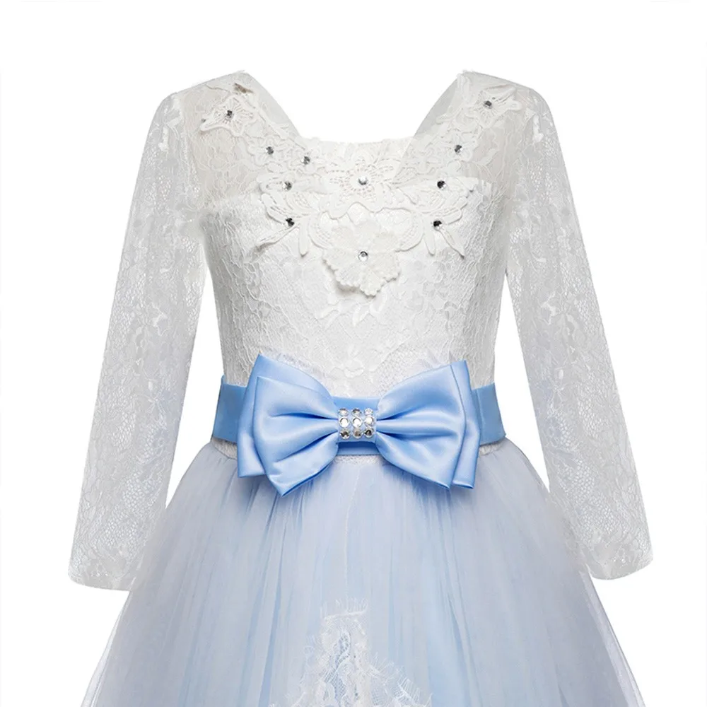 2019 Girls elsa dress Child baby Girl Lace Bowknot Princess Wedding Performance FormalTutu Dress girl clothes Dropshipping | Детская