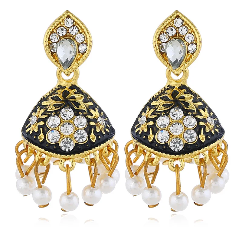 Женские серьги Jhumka Jhumki в этническом стиле ретро модные золотого цвета