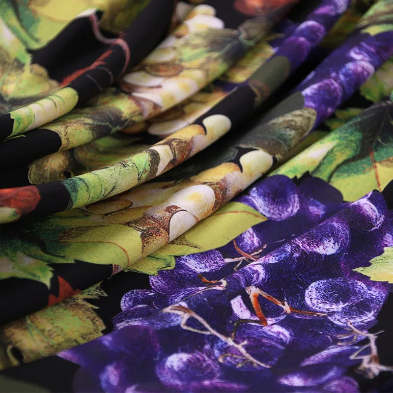 Autumn summer dress soft Cady fabric Purple grape printed color polyester hang tissu women holiday DIY clothing | Дом и сад