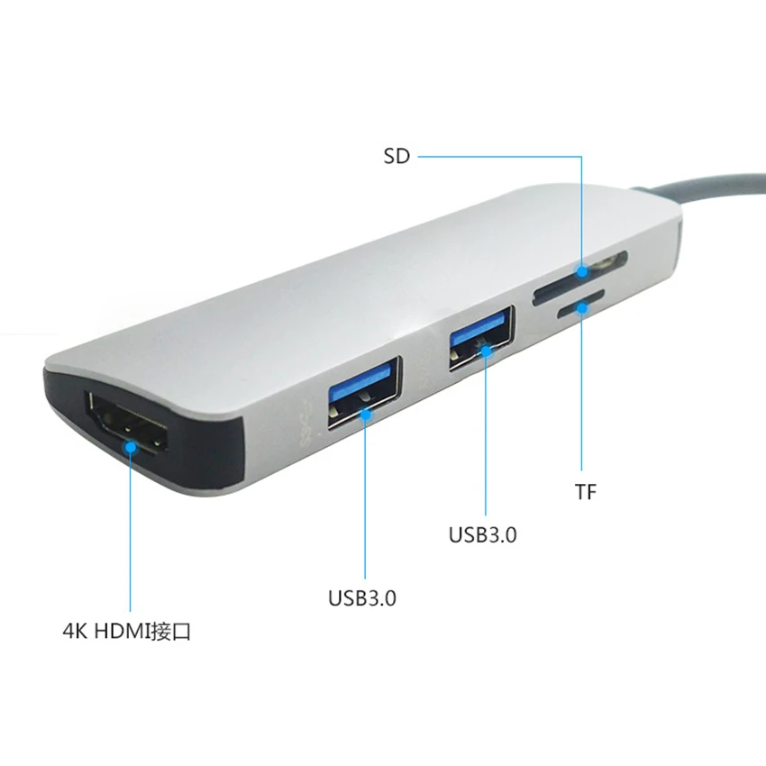 USB концентратор Type C 5 в 1 для 4K HDMI 3 0 SD TF карт адаптеров 2018 Macbook pro 2015 2016|USB-хабы| |