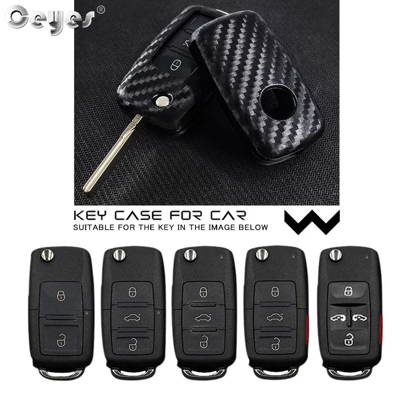 Car Styling Auto Silicone Key Case For Volkswagen Polo Tiguan VW Passat For Skoda Cover Car-Styling Carbon Fiber Accessories images - 6