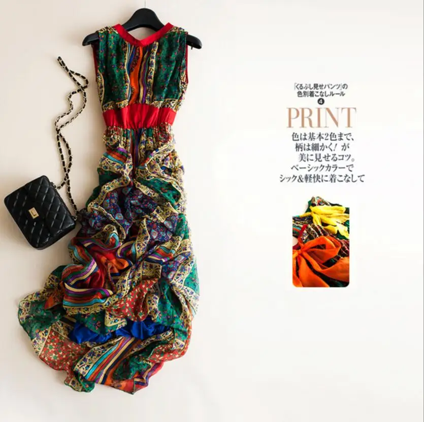

Bogeda Real Silk Dresses Women Print Dress Summer New Pattern Long Dress Lady Beach Clothing Casual Free Shipping
