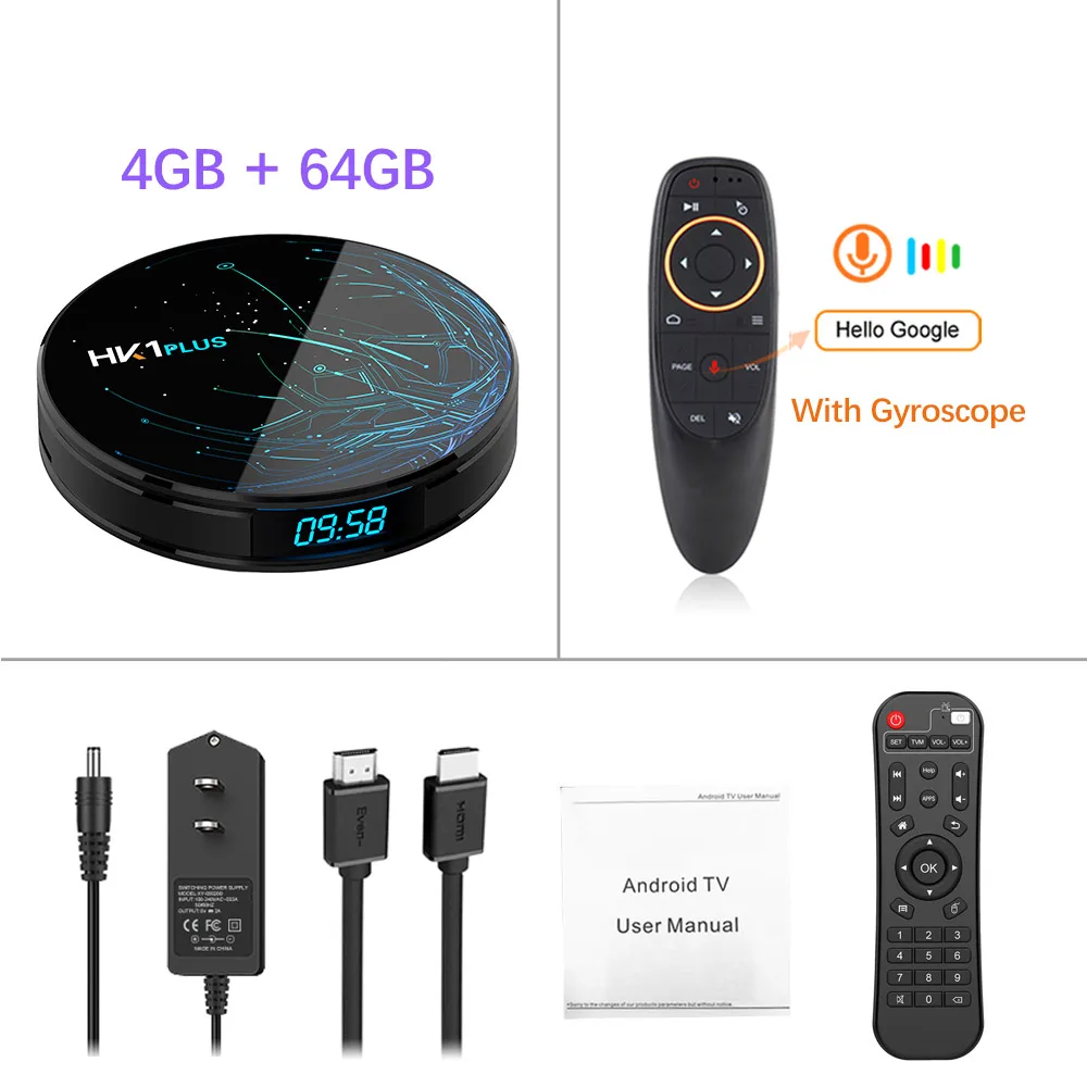 4G 64G G10 Wireless 4 ГБ 64 ГБ Android 8,1 Smart tv BOX HK1 PLUS Amlogic S905X2 Dual Wifi BT4.0 USB3.0 H.265 4 K Youtube Google Voice Assistant HK1PLUS - Цвет: 4G 64G G10 Wireless