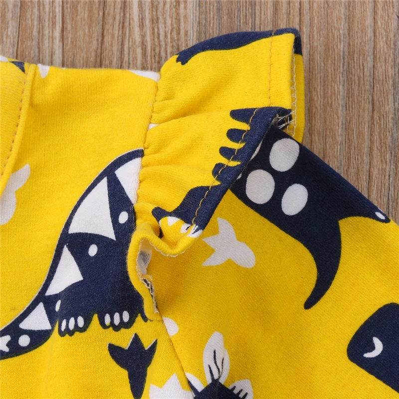 pudcoco 1-6Y Children Kid Baby Girl dress girls Cotton Long Sleeve Dinosaur print Party Pageant Dresses Clothes baby girl | Детская